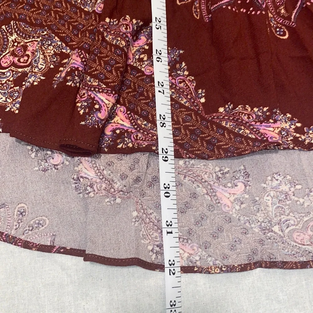 Free People Girl Talk Printed Tunic Top - Pomegranate Combo - Picture 13 of 15